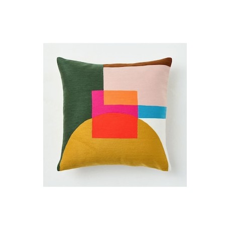 Funda cojín West Elm Crewel Half Moon