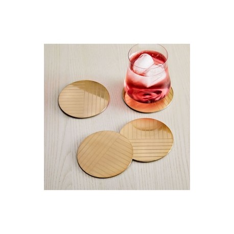 Set de portavasos Linear Brass de acero inoxidable 4 piezas